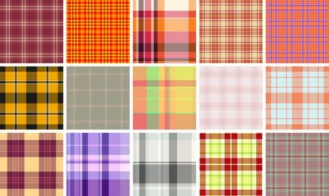 Plaid pattern pack tailored for spring styling. Coordinated tartan patterns f 스톡 일러스트