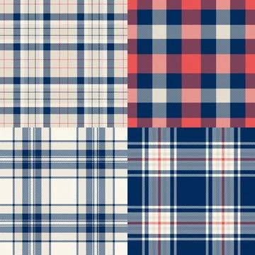 Plaid pattern pack tailored for summer styling. Coordinated tartan patterns f 스톡 일러스트