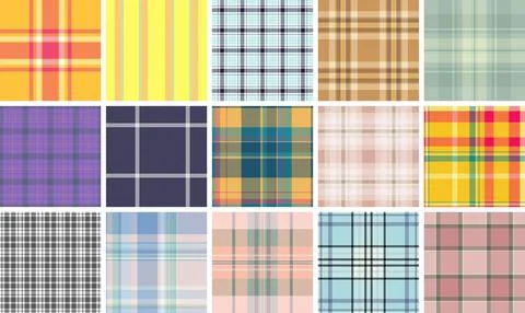 Plaid pattern pack tailored for winter styling. Coordinated tartan patterns f Stock Illustration