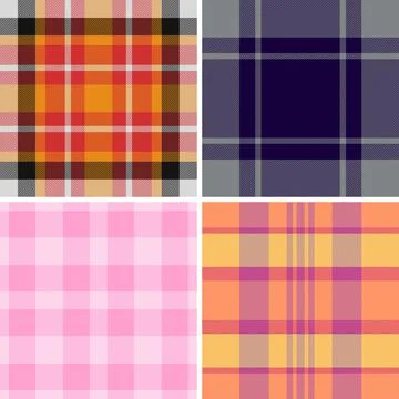 Plaid pattern pack for throw blankets and cushion covers. Coordinated tarta.. 库存插图