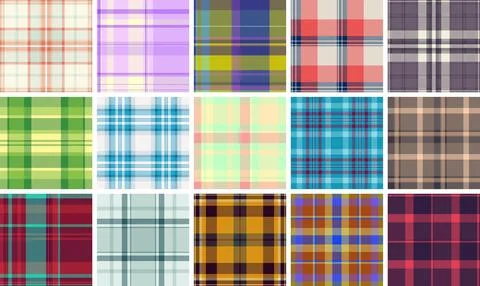 Plaid pattern set for American heritage, patriotism, and festive designs. S.. Stockillustratie