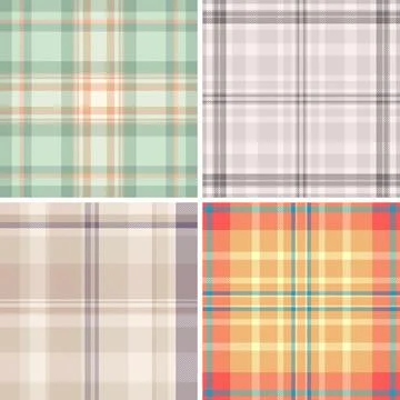 Plaid pattern set for beanies and knit caps. Coordinated tartan patterns en.. イラスト素材