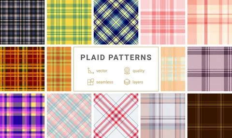 Plaid pattern set for beanies and knit caps. Coordinated tartan patterns enha Stockillustratie