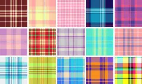 Plaid pattern set capturing American buffalo check heritage. Vector designs.. Stock Illustration