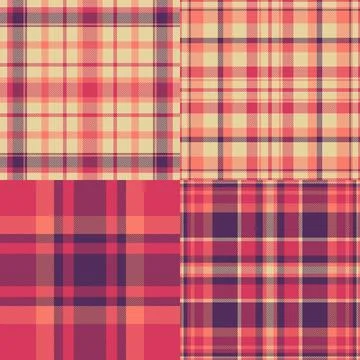 Plaid pattern set for casual American traditions. Seamless vector designs wor Stock Illustration