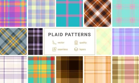 Plaid pattern set for casual British-style clothing. Seamless vectors ideal.. Stock Illustration