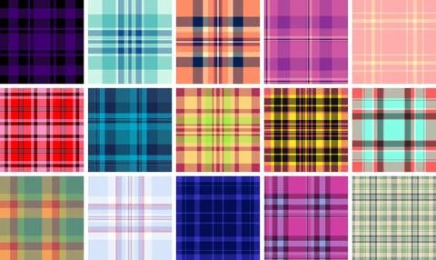 Plaid pattern set for casual British-style clothing. Seamless vectors ideal.. Stock Illustration