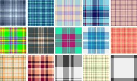 Plaid pattern set for casual feminine fashion. Tartan textures elevate blou.. Stock Illustration