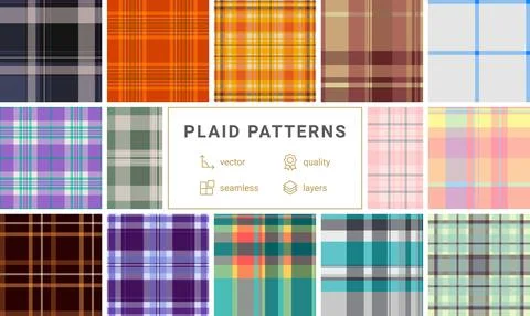 Plaid pattern set for casual feminine fashion. Tartan textures elevate blou.. Stock Illustration