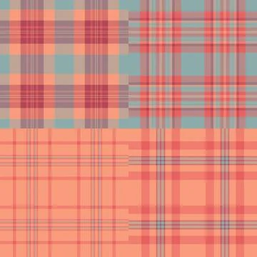 Plaid pattern set for casual kidswear. Tartan textures elevate dresses, shi.. Stockillustratie