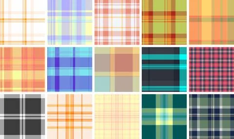 Plaid pattern set for casual wardrobe staples. Seamless tartan repeats suit b Stock Illustration