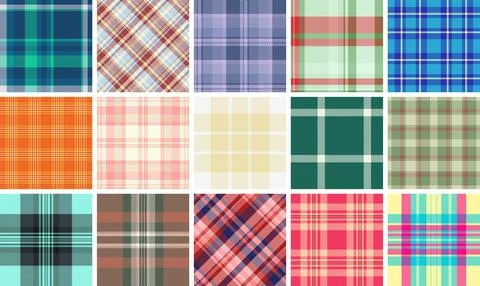 Plaid pattern set for checklists and pads. Classic tartan textures improve .. イラスト素材