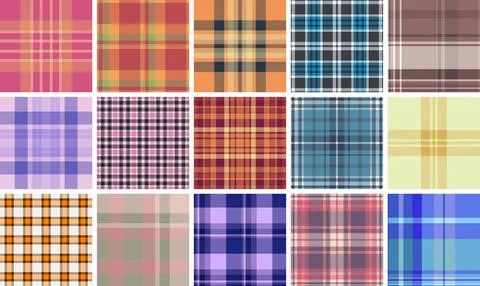 Plaid pattern set for Christmas banners and signs. Seamless repeats enhance s Stock Illustration