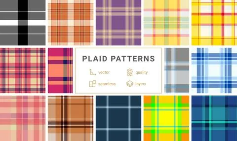 Plaid pattern set for contemporary wallpaper and background design. Seamles.. Stock Illustration