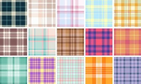 Plaid pattern set created for American casual fashion and buffalo check texti Stock Illustration