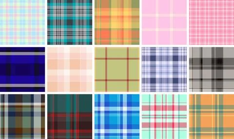 Plaid pattern set created for cozy interiors and family traditions. Vector pa Illustrazione stock