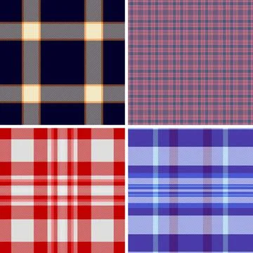 Plaid pattern set created for England-inspired casual clothing. Seamless vect Stockillustratie