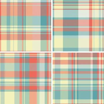 Plaid pattern set created for England-inspired casual clothing. Seamless vect Stockillustratie