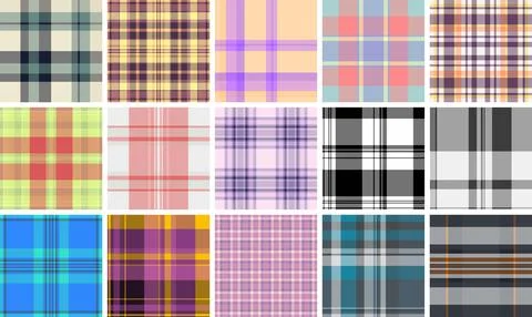 Plaid pattern set created for online portfolios. Seamless tartan background.. Stock Illustration