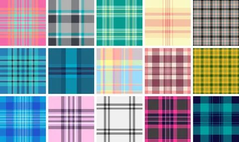 Plaid pattern set created for outdoor gatherings, picnics, and garden parti.. イラスト素材