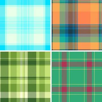 Plaid pattern set created for professional fabric production. Vector designs  스톡 일러스트