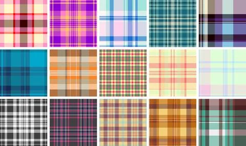 Plaid pattern set created for trendy digital backgrounds and wallpapers. Se.. 스톡 일러스트