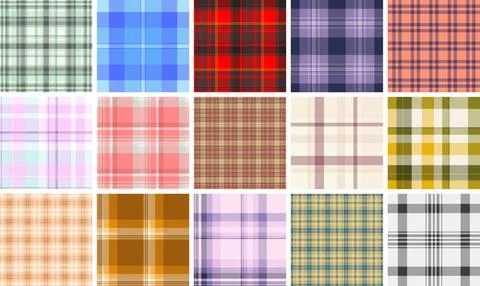 Plaid pattern set created for versatile women's clothing. Seamless vectors .. Stock Illustration