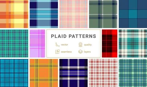 Plaid pattern set created for warmth, home, and family comfort. Vector patt.. Stock Illustration