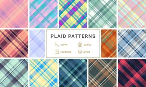 Plaid pattern set for cushion covers and throws. Tartan textures bring warmth Illustrazione stock