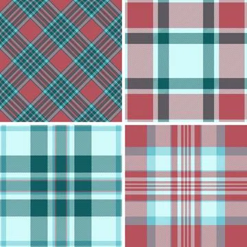 Plaid pattern set designed for casual leisure, summer trips, and alfresco din Stock Illustration