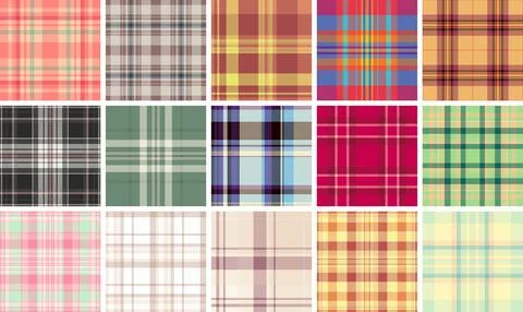Plaid pattern set designed for headbands. Versatile tartan patterns suit ca.. Ilustração Stock