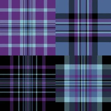Plaid pattern set designed for relaxed women's clothing. Vector tartan repeat Stock Illustration