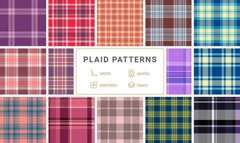 Plaid pattern set designed for vintage stationery and journals. Classic tarta Stock Illustration