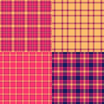 Plaid pattern set for DIY paper projects. Tartan textures elevate scrapbook p Stock Illustration