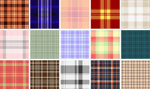 Plaid pattern set echoing early textile traditions. Perfect for heritage fash Illustrazione stock