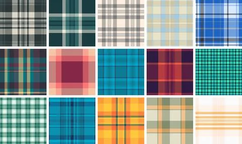 Plaid pattern set echoing mid-century and heritage influences. Perfect for .. 스톡 일러스트