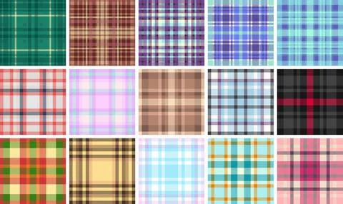 Plaid pattern set for England-inspired lumberjack fashion. Seamless vector .. イラスト素材