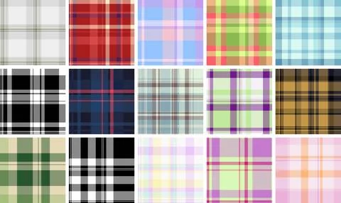 Plaid pattern set for festive DIY projects. Tartan textures elevate greeting  Stockillustratie