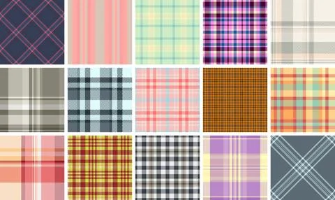 Plaid pattern set for gift box covers. Seamless repeats create professional.. イラスト素材