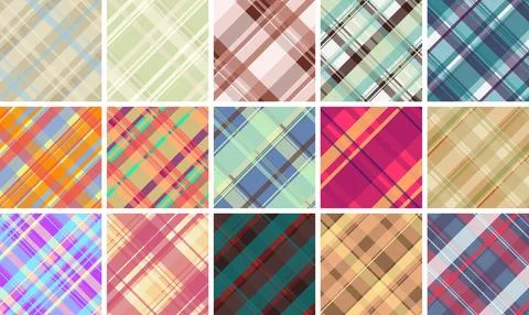 Plaid pattern set for holiday planner inserts. Coordinated patterns elevate s Stock Illustration