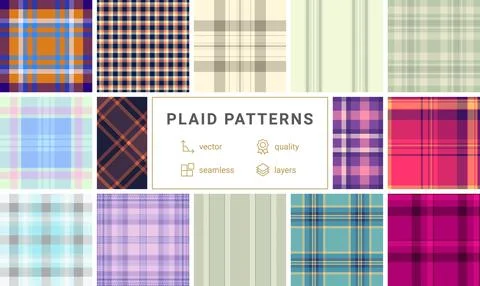 Plaid pattern set for holiday planner inserts. Coordinated patterns elevate.. Stockillustratie