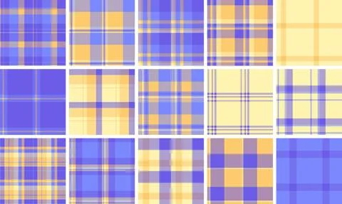 Plaid pattern set ideal for app interfaces. Seamless tartan layouts bring m.. Stock Illustration