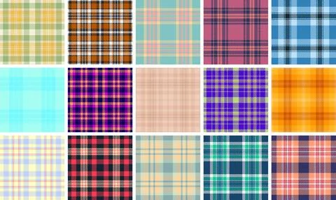 Plaid pattern set ideal for app interfaces. Seamless tartan layouts bring mod Stock Illustration
