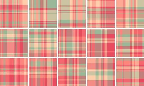 Plaid pattern set ideal for Christmas cards. Seamless tartan textures create  Illustrazione stock