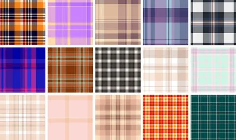 Plaid pattern set ideal for picnic spreads, alfresco meals, and outdoor parti Stock Illustration