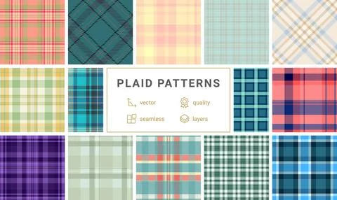 Plaid pattern set for independent sewing studios and custom fashion lines. .. イラスト素材