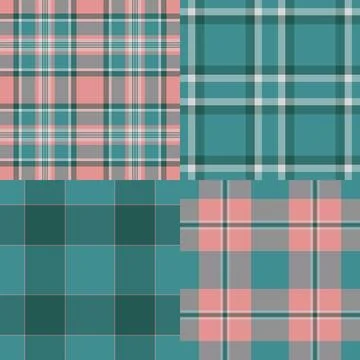 Plaid pattern set inspired by American classics and patriotism. Seamless ve.. イラスト素材