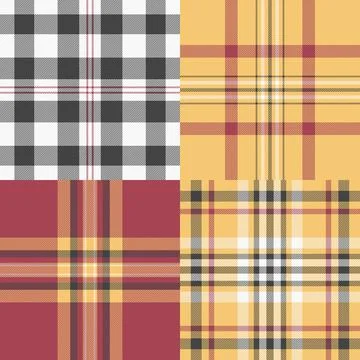 Plaid pattern set for journaling kits. Seamless designs inspire creativity an Stock Illustration