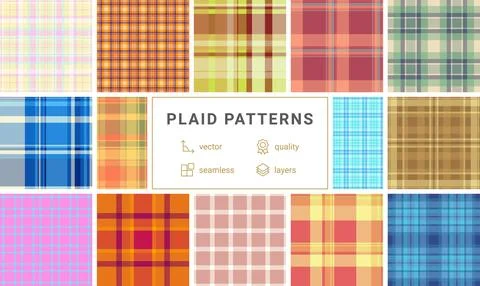 Plaid pattern set for modern childrens outfits. Perfect for casual, party, or Stock Illustration