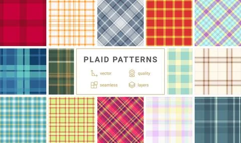 Plaid pattern set for modern mens shirts. Perfect for casual, office, or outd Stock Illustration